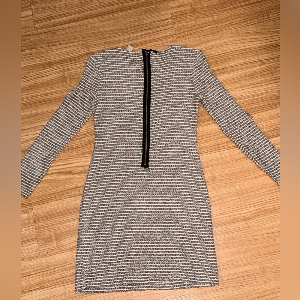 Banana Republic Textured Knit Long Sleeve Shift Dress Exposed Zipper Size 2P - Picture 11 of 13